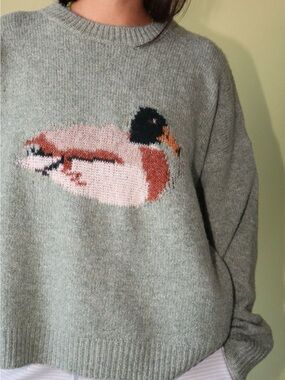 Bailey Rose Cozy Mint Crewneck Sweater with Duck Small